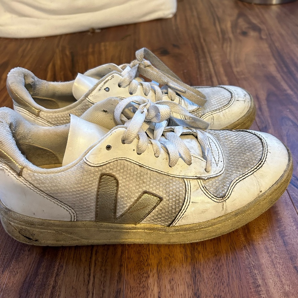 Veja Metallic Gold Low Top Sneakers Women